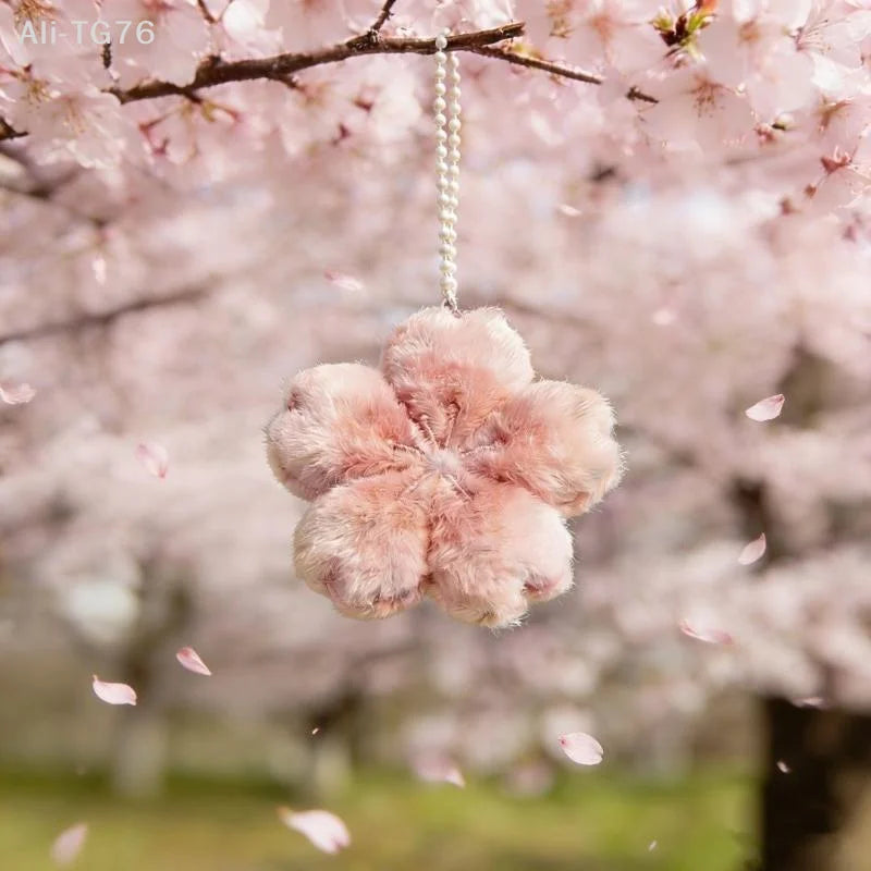 Cherry Blossom Kawaii Plush Keychain | Cute Bag Charm Pendant