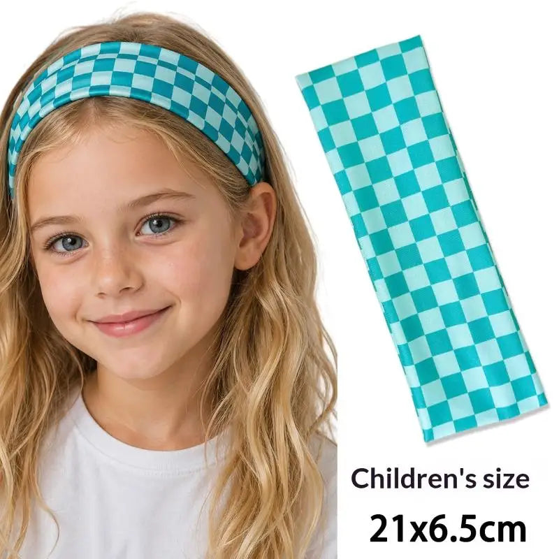 Checkerboard Elastic Headband | Sports & Yoga Hairband for Women