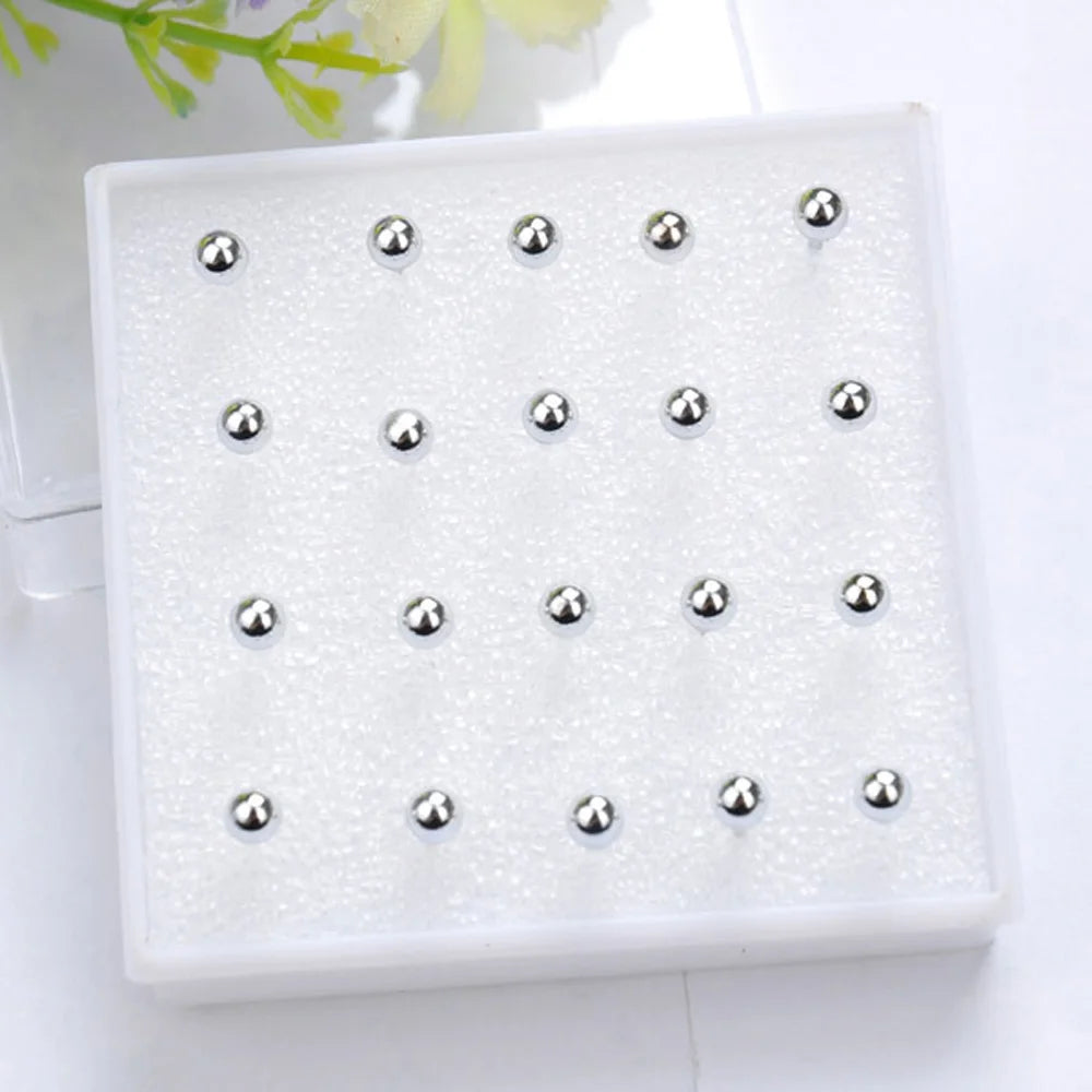 10 Pairs Gold Plated Silver Ball Bead Earrings Ear Studs Jewelry