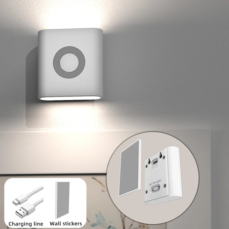 GGbingo Rechargeable Smart Home LED Night Light Lamp with Motion Sensor Kids Bedroom Decoration Light USB Lamp for Home Decor Peaceful Pleasures Health and Wellness Recharge Model