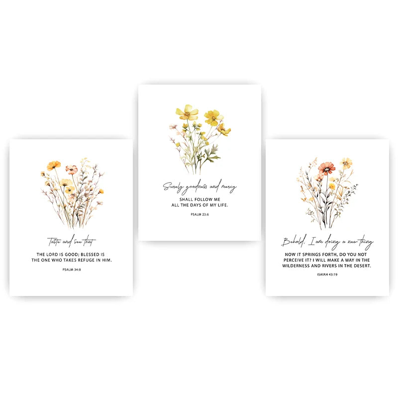 Christian Bible Verse Wall Art, Motivational Quote Flower Canvas Painting | Minimalist Poster for Living Room Bedroom Decor Peaceful Pleasures Health and Wellness 01 40x60cm No Frame China Mainland
