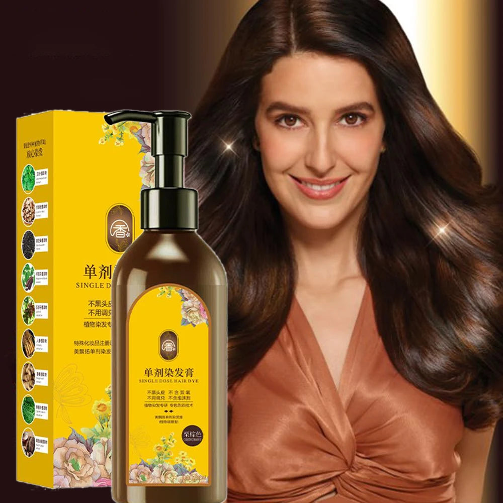 Plant-Based Hair Color Shampoo 210ml – Nourishing Floral Fragrance Hair Dye for Gray Coverage & Vibrant Color Peaceful Pleasures Health and Wellness