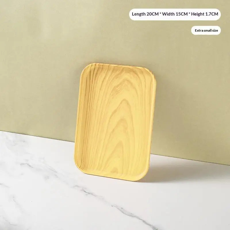 Wood Grain Stackable Serving Tray | Food-Safe PP Kitchen Tray