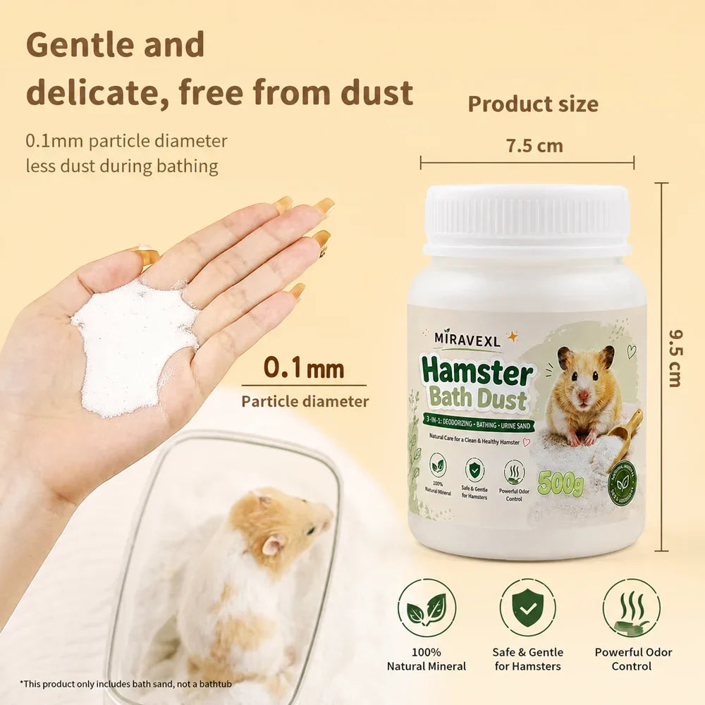 MIRAVEXL Hamster Bath Sand – Odor Control for Small Pets 500g