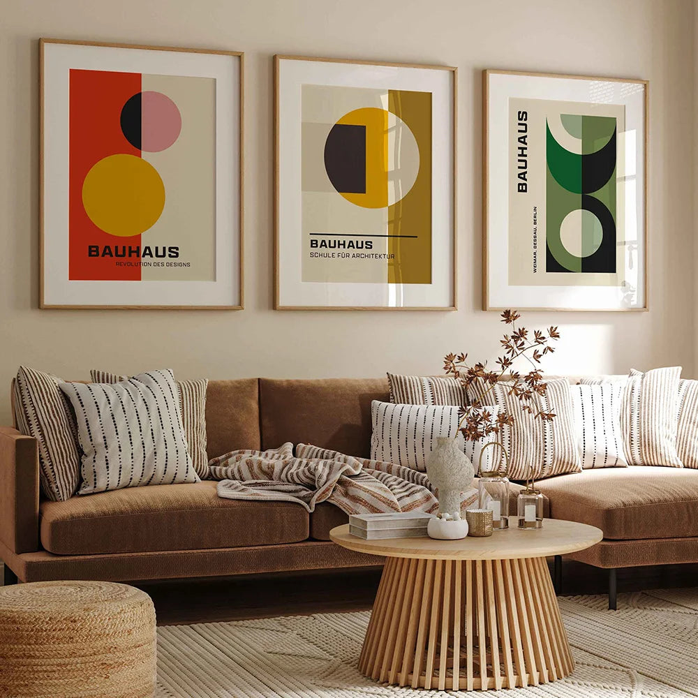 Creative Color Geometric Pattern Wall Art Canvas Painting Nordic Bauhaus Style Poster Print Picture for Modern Living Room Decor Peaceful Pleasures Health and Wellness