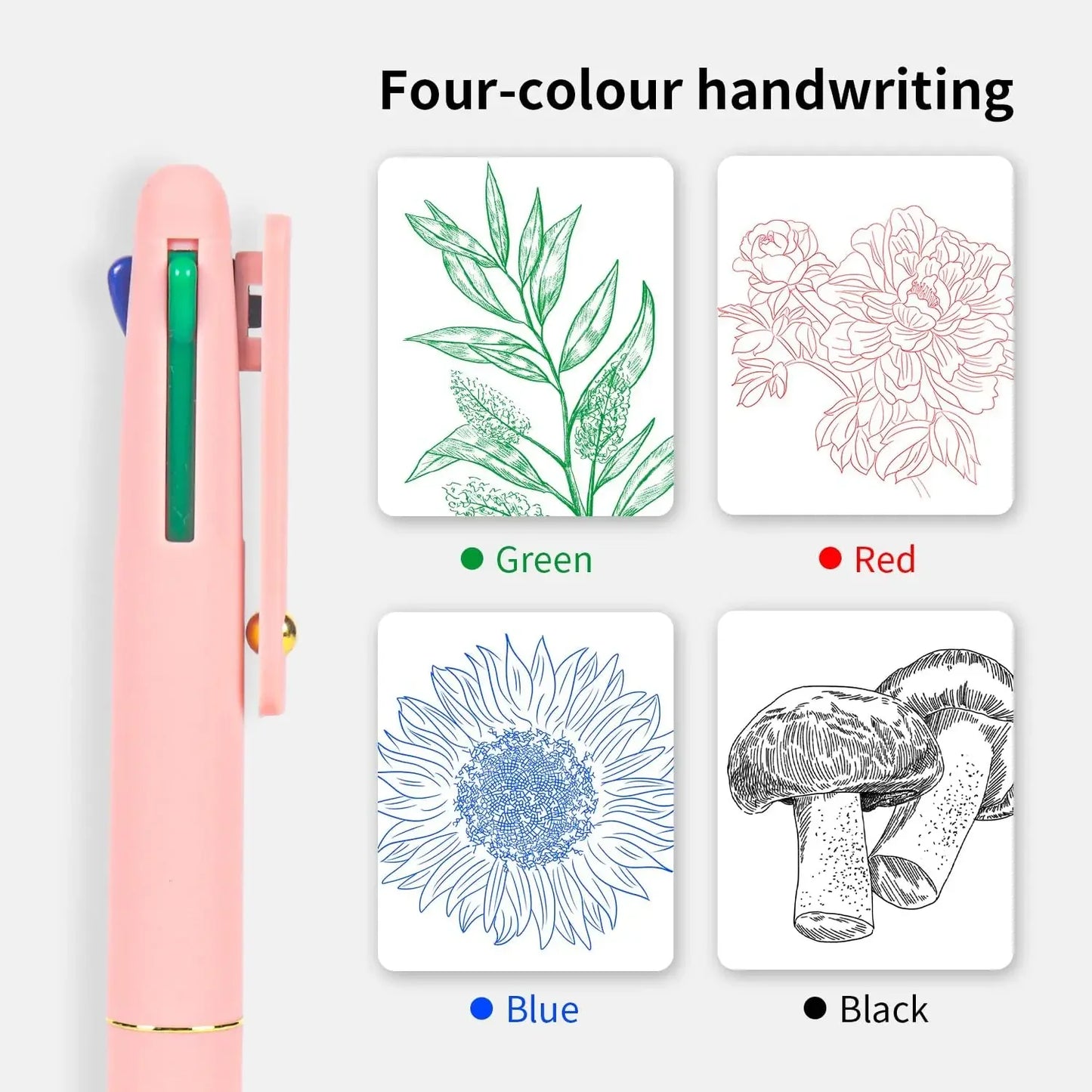 4-in-1 Multicolor Ballpoint Pen, 0.5mm Fine Point for Smooth Writing, Nurse & Student Accessories, Gift Set of 6 Peaceful Pleasures Health and Wellness