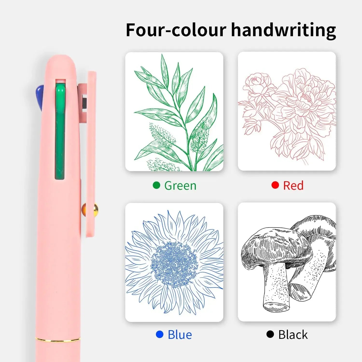 4-in-1 Multicolor Ballpoint Pen, 0.5mm Fine Point for Smooth Writing, Nurse & Student Accessories, Gift Set of 6 Peaceful Pleasures Health and Wellness