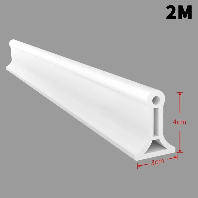 New Self-Adhesive Silicone Water Stopper Water Retaining Strip Bendable Bathroom Door Washing Machine Shower Dam Barrier Peaceful Pleasures Health and Wellness white-2M