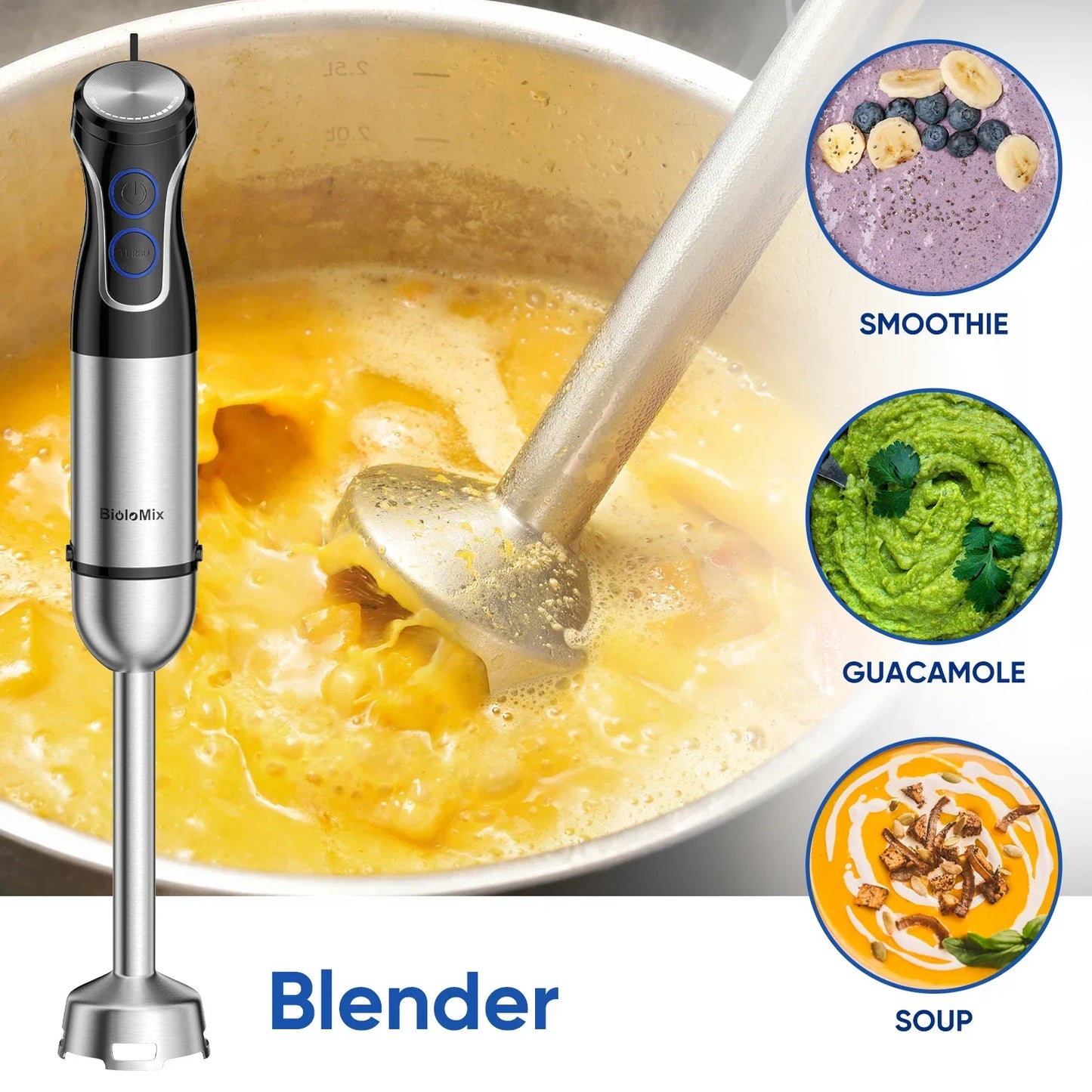 BioloMix 5-in-1 Immersion Hand Blender 1500W | Food Processor Peaceful Pleasures Health and Wellness