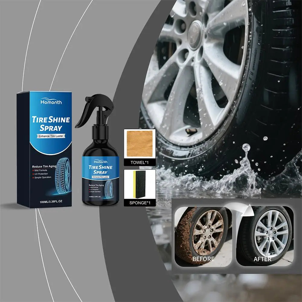 100ml Tire gloss spray Shine Spray Automotive Clear Coat Tire Dressing Liquid Restore Tire Enhance Tire Luster Peaceful Pleasures Health and Wellness
