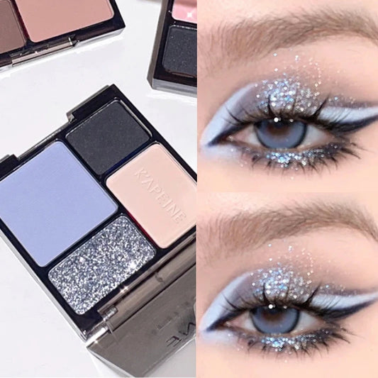 4-Color Eyeshadow Palette – Smoky Blue, Pink, Purple & Nude Eyeshadow Palette Peaceful Pleasures Health and Wellness
