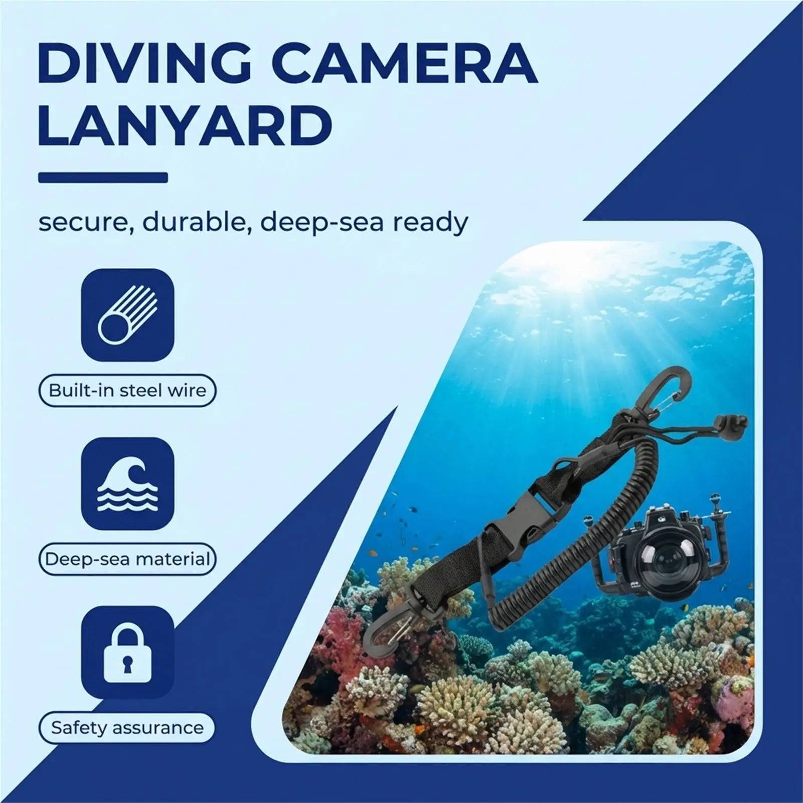 Diving Camera Anti-Loss Lanyard with Built-In Steel Wire for Deep-Sea Use Durable and Secure Accessory Peaceful Pleasures Health and Wellness