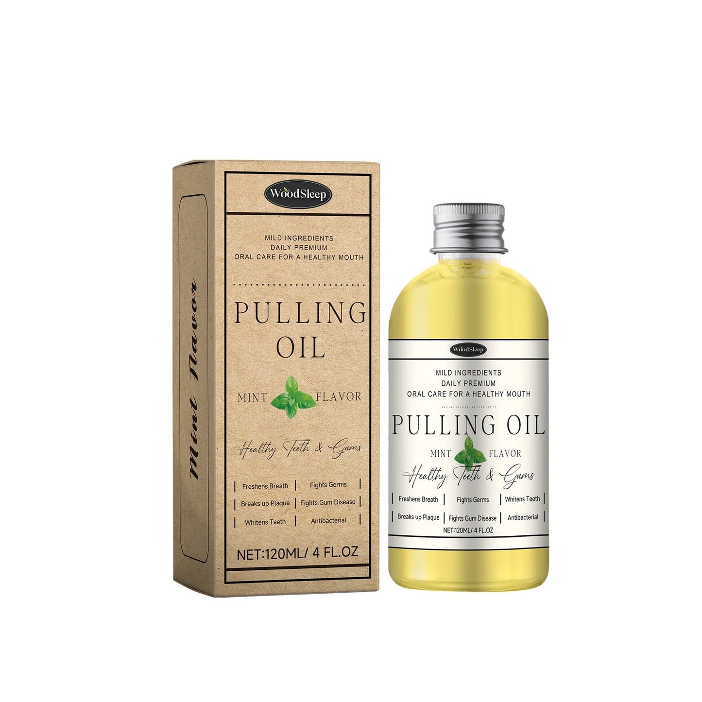 WOODSLEEP Coconut Mint Oil Pulling Mouthwash | Alcohol-Free 120ml