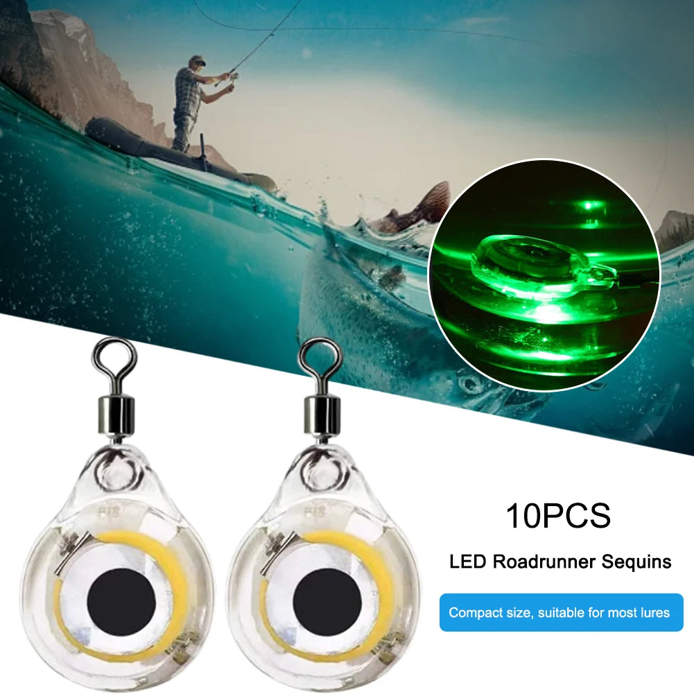 10Pcs Fishing Lure Light Mini Eye Shape Underwater Night Light Lure Battery Powered LED Illuminated Lure for Attracting Fish Peaceful Pleasures Health and Wellness