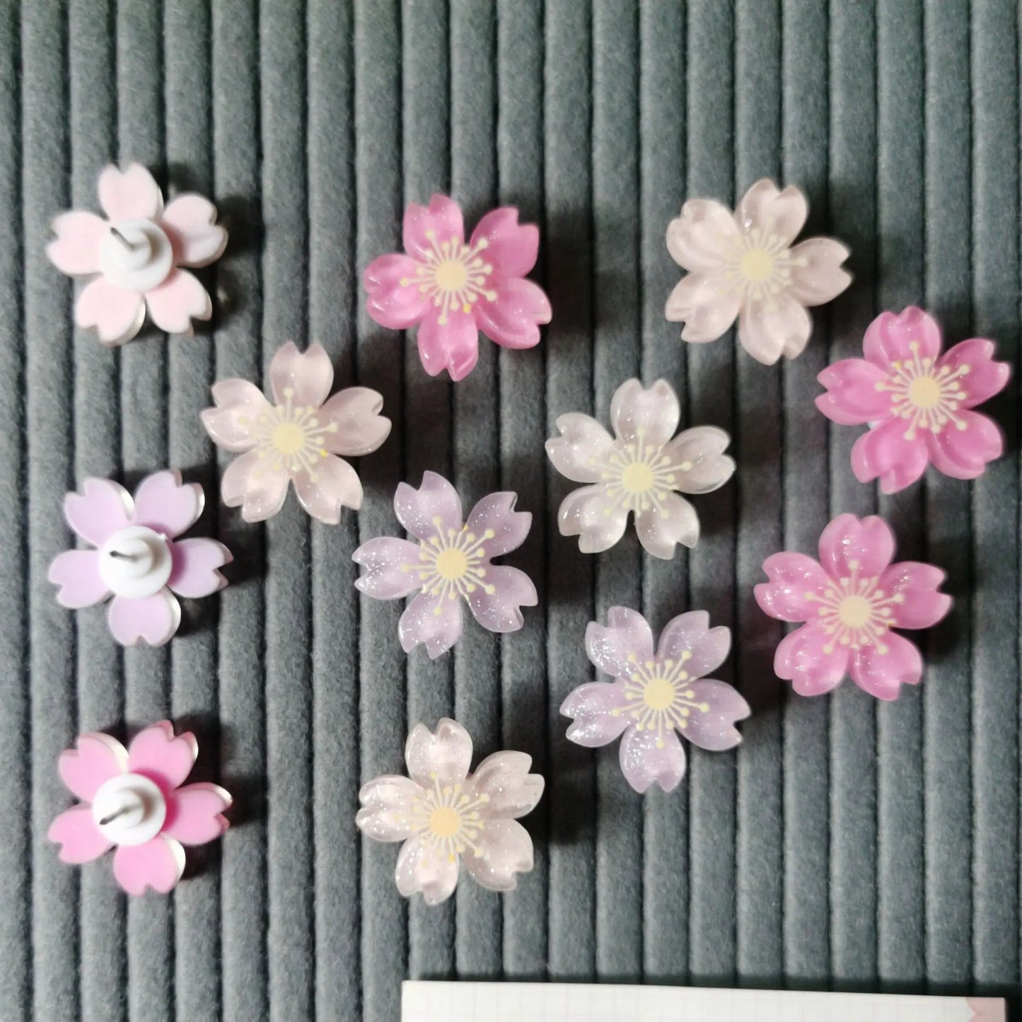Bview Art Sweet Cherry Blossom Resin Flat-head Thumb Tacks Creative