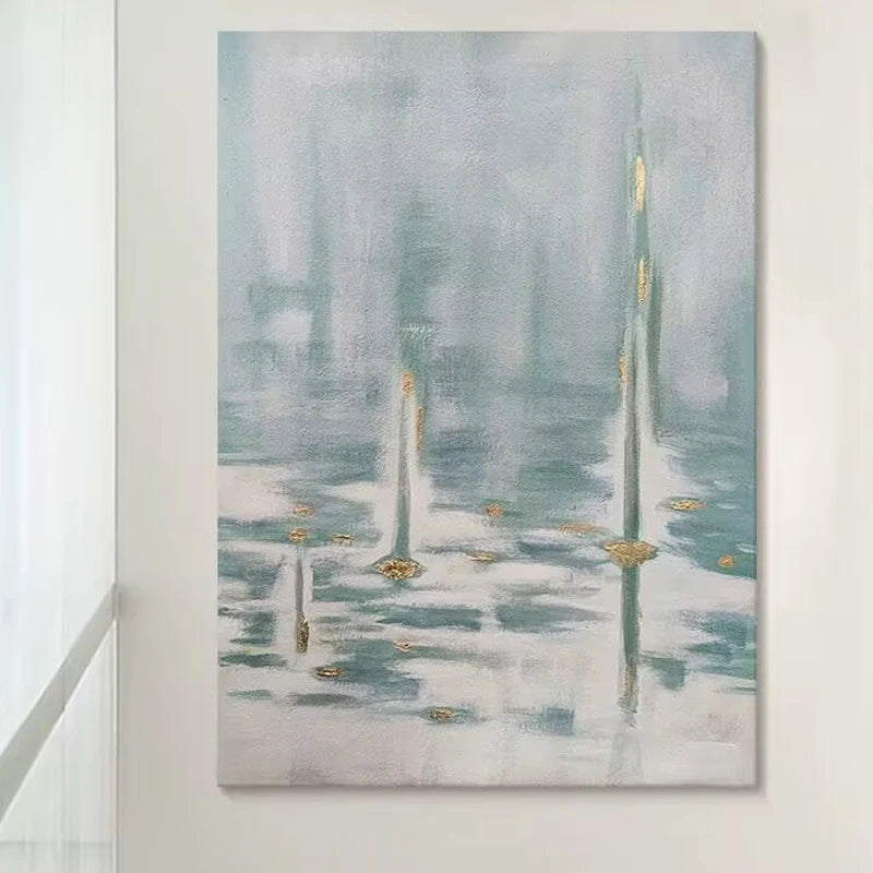 Nordic Gold Foil Abstract Hand-Painted Canvas Oil Painting Canvas Oil Painting Peaceful Pleasures Health and Wellness