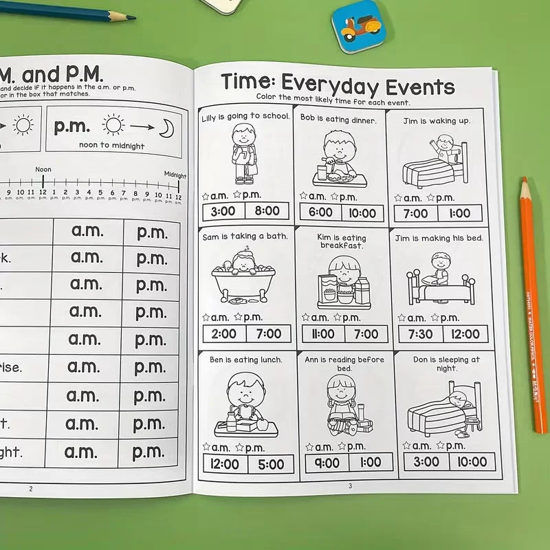 Telling Time Workbook Kids Master Analog Digital Clocks 30 Days Daily