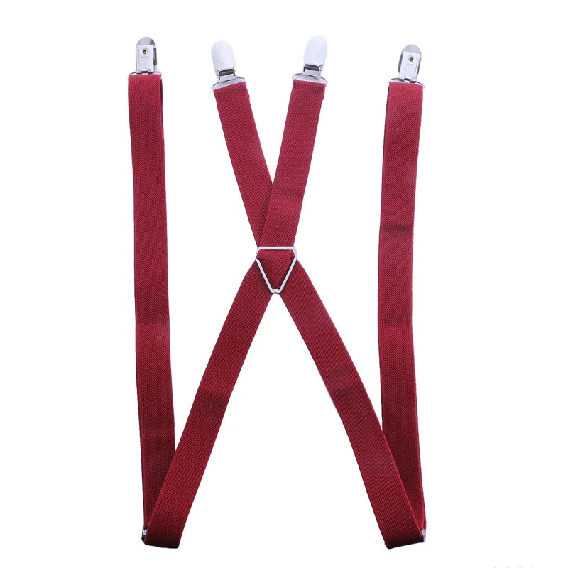 2.5*110cm Men Women Suspender Adult 4 Clips Mens Suspenders X Type Elastic Adjustable Strap Wide Braces Work Male Jockstrap Peaceful Pleasures Health and Wellness Wine red