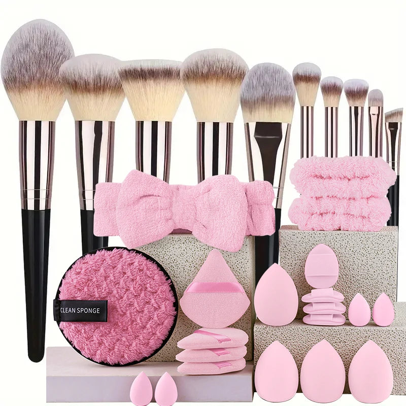 RUNTOIN 10PCS Fluffy Makeup Brush Set – Foundation & Eyeshadow