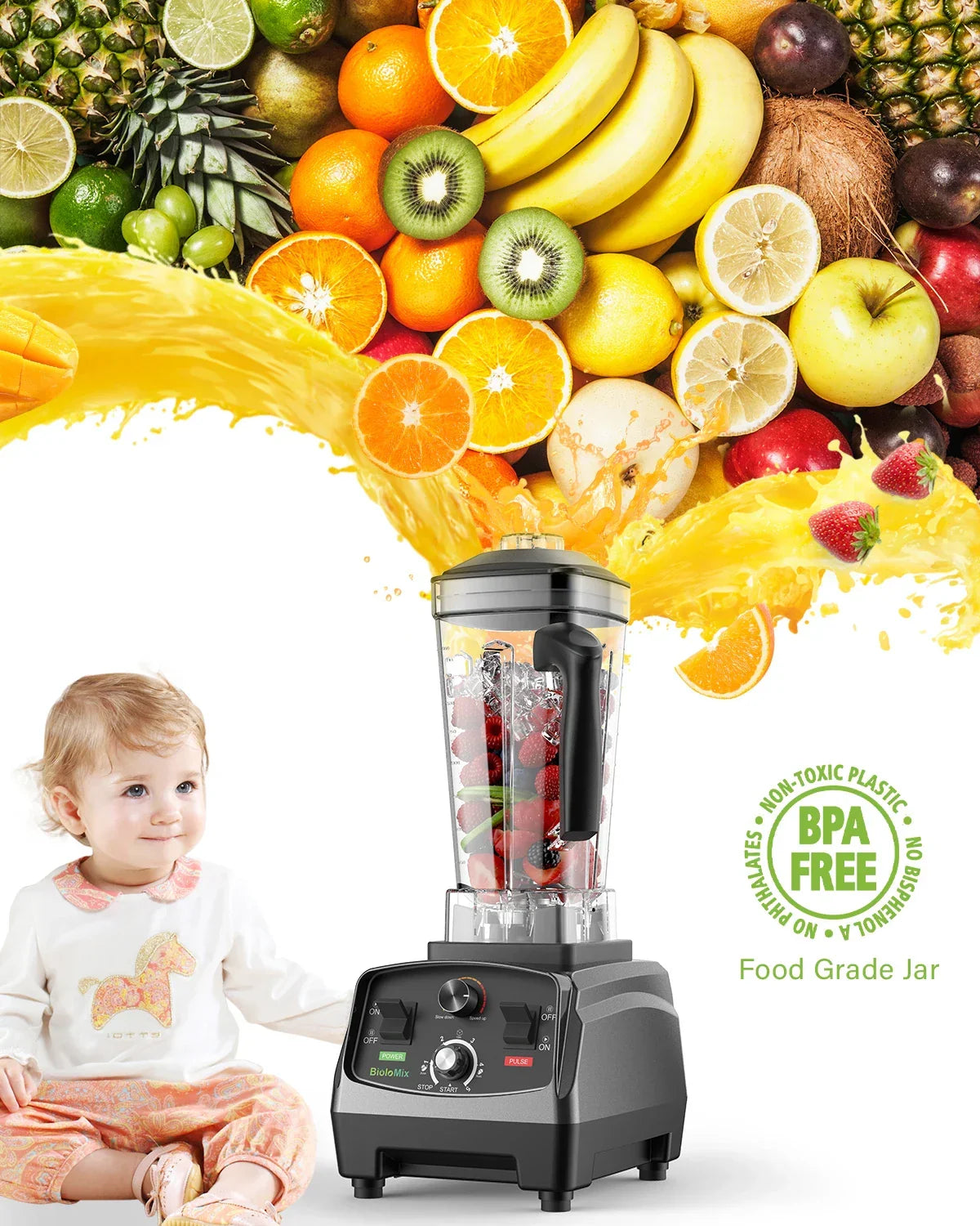 BioloMix 3HP 2200W Heavy Duty Blender | 2L BPA Free Jar Blenders Peaceful Pleasures Health and Wellness