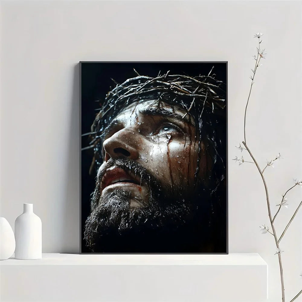 1pc frameless Son of God Jesus Cross Holy Light Wall Art, HD Canvas Print Poster, Suitable for Home, Living Room, Room Decoratio Peaceful Pleasures Health and Wellness z2 50x70cm Unframed