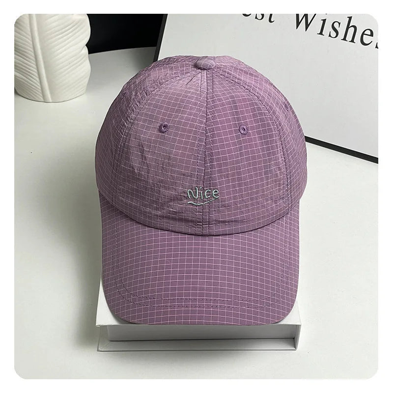 Summer Nice Embroidered Grid Baseball Cap Soft Adjustable Casual Hat for Men Women Daily Wear Versatile Peaceful Pleasures Health and Wellness D Adjustable