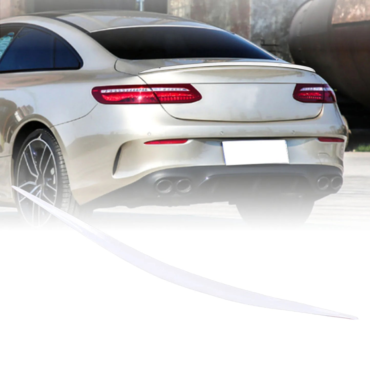 Universal 46in White Rubber Trunk Lip Spoiler | Adhesive Fit