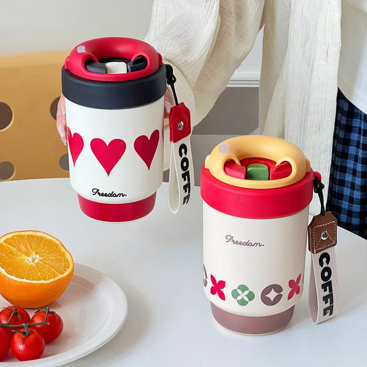 Ceramic Lined Insulated Cup Mini Double Coffee Cups 316 Stainless Steel Student Cups Practical Health Cups Cute Large Capacity Peaceful Pleasures Health and Wellness