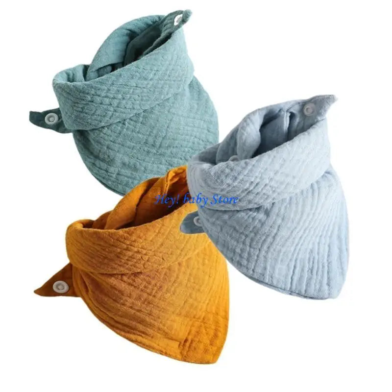 Baby Muslin Drool Bibs 3-Pack | Soft Absorbent Cotton Teething