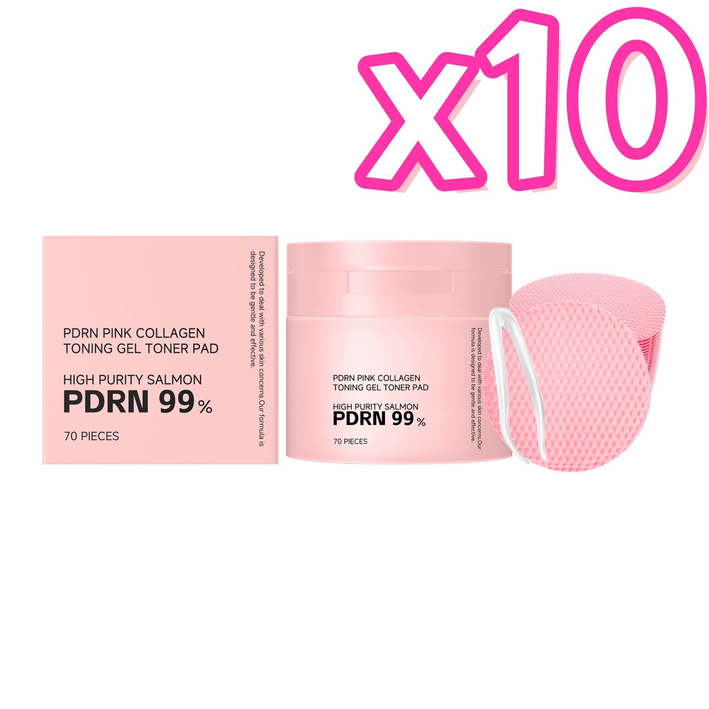 PDRN Collagen Toner Pads Repair Skin Barrier Calm Redness Hydrate Skin Reduce Skin Fine Lines Brighten Dullness Facial Toner Pad Peaceful Pleasures Health and Wellness 10 x 70pcs Boxed