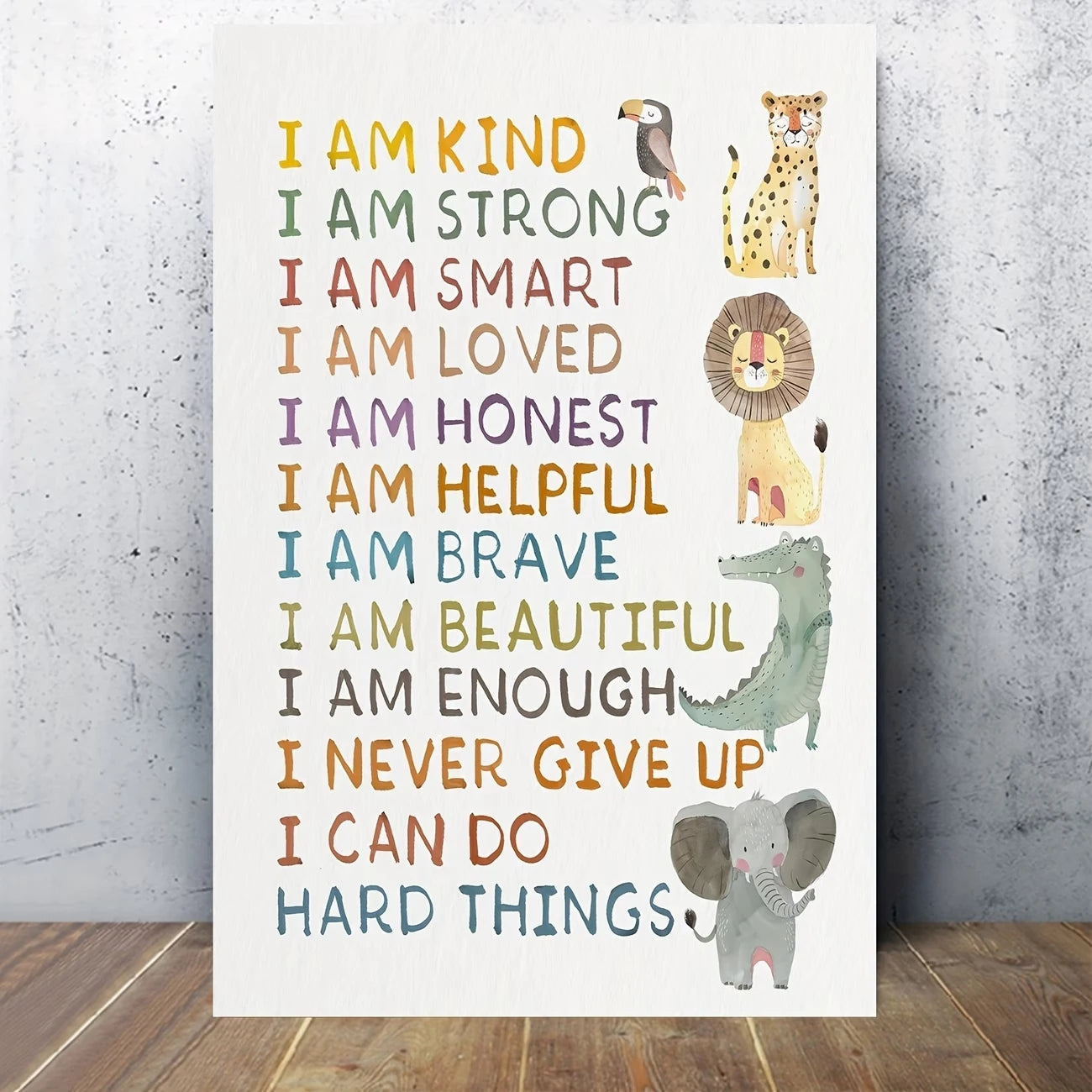 Colorful Animal Uplifting Quote Canvas Wall Art Print Poster