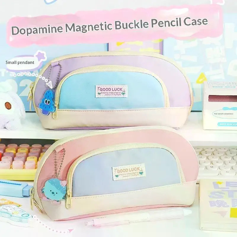 Dopamine Magnetic Pencil Case – Large Capacity Stationery Bag