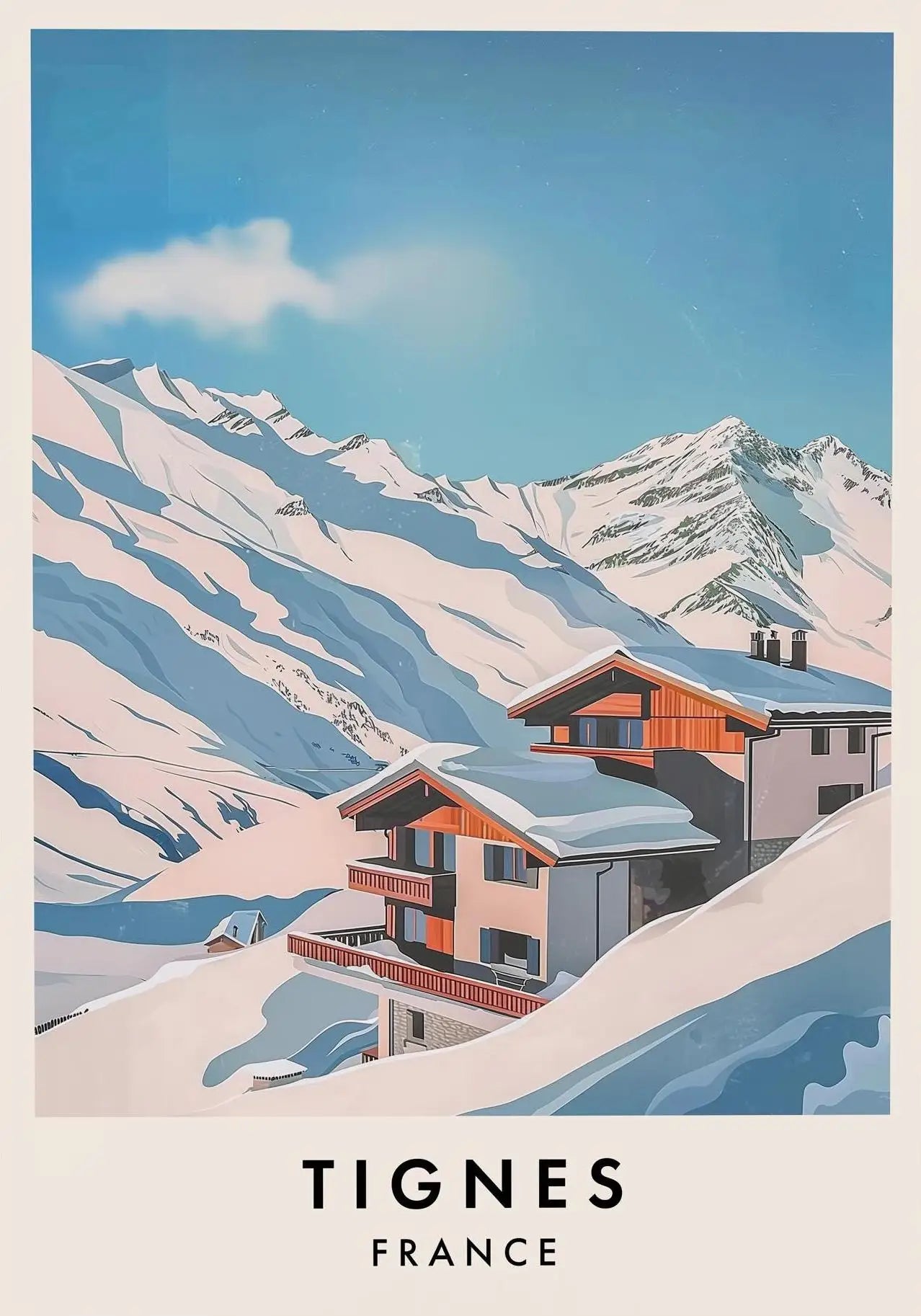 Ski Resort Alps Canvas Wall Art Print | Snow Mountain Poster
