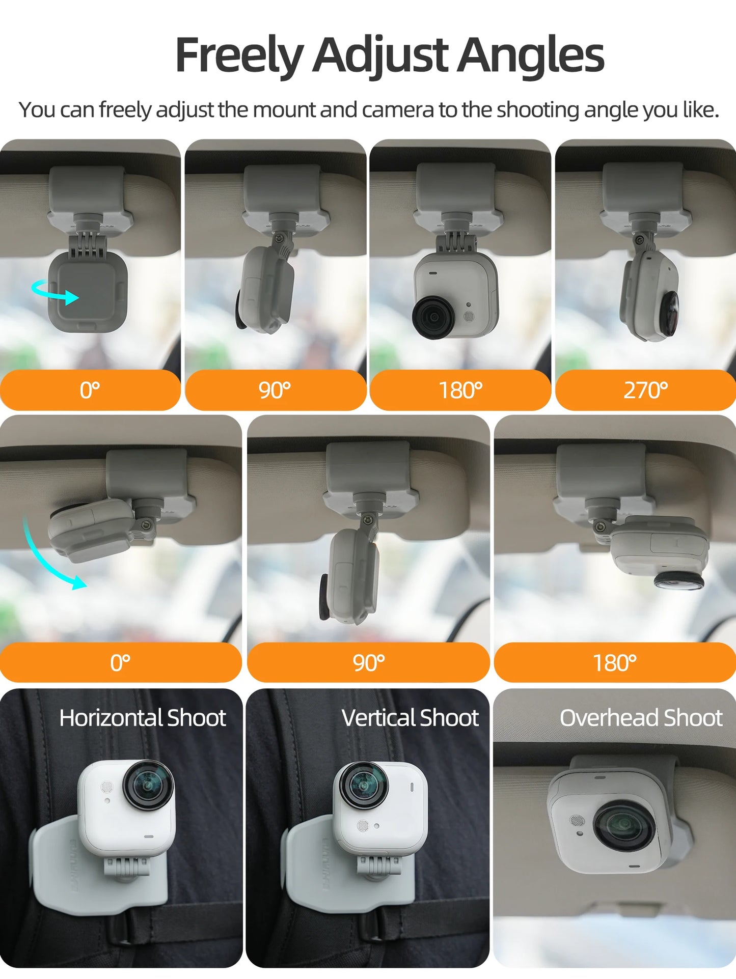 360° High-Strength Magnetic Mount For Insta360 GO Ultra Sun Visor Clip Adjust The Shooting Angle As You Please Peaceful Pleasures Health and Wellness
