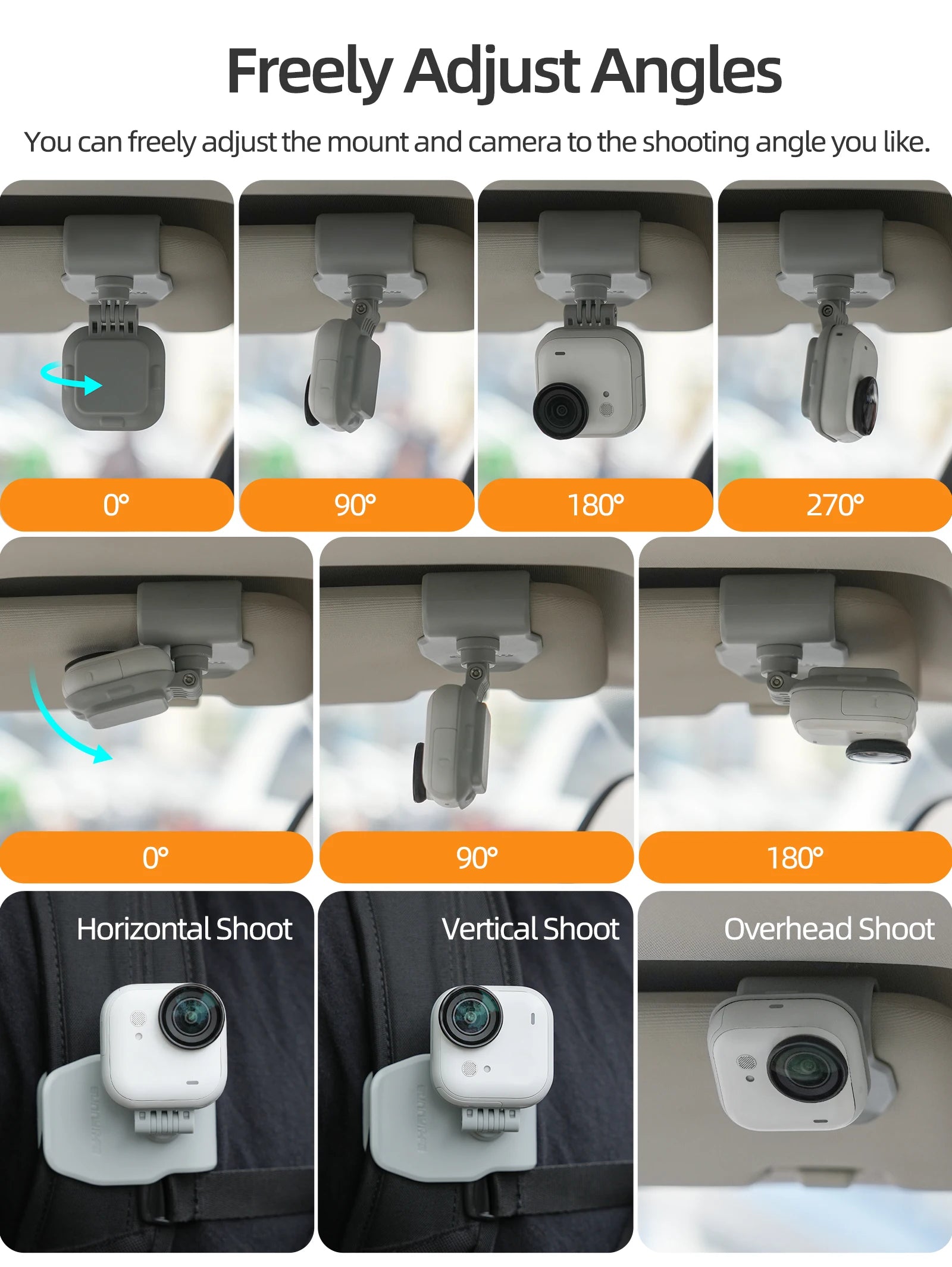 360° High-Strength Magnetic Mount For Insta360 GO Ultra Sun Visor Clip Adjust The Shooting Angle As You Please Peaceful Pleasures Health and Wellness