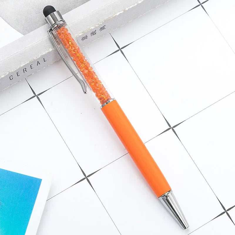 Diamond Ballpoint Pen Stylus For Touch Screen Pen Universal Tablet Touch Pencil For Phone Accessories Electrostatic Touch Pen Peaceful Pleasures Health and Wellness Orange