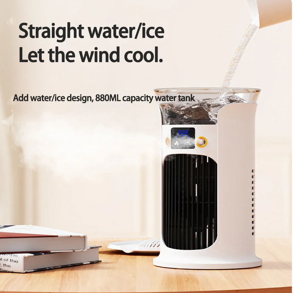 USB Mini Air Cooler Fan | Misting, Humidifier & Night Light