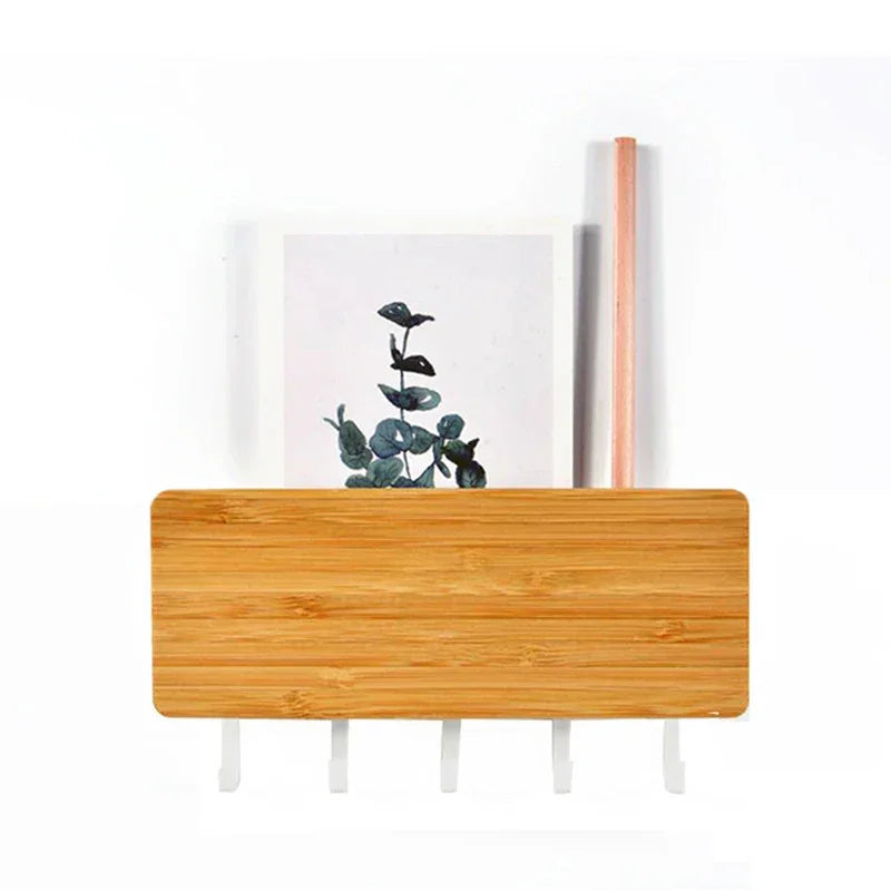 Wall Hanging Bamboo Key Hanger Holder Wall Organizer Rectangle Key Rack Hooks Coat Hooks Home Decoration Coat Hanger 2030 Peaceful Pleasures Health and Wellness