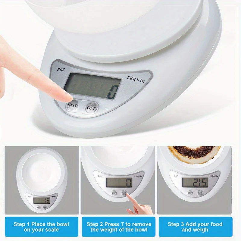 5kg Digital Kitchen Scale, Precision Food Scale with LCD Display, Tare, Non-Slip Base, Gram/Oz Scale for Cooking Baking Jewelry Peaceful Pleasures Health and Wellness