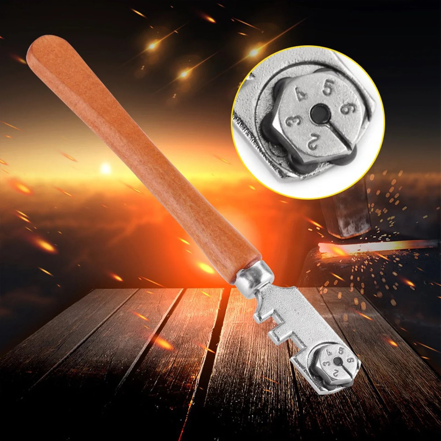 Professional Six Wheel Glass Cutter Craft Cutting Tool Wooden Handle