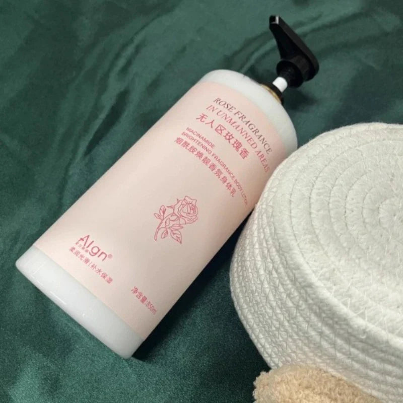 800ml Nicotinamide Body Lotion – Rose Scent, Hydrating & Brightening