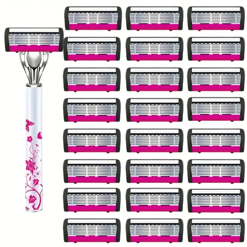 Men's 6-Blade Reusable Razor with Replaceable Head