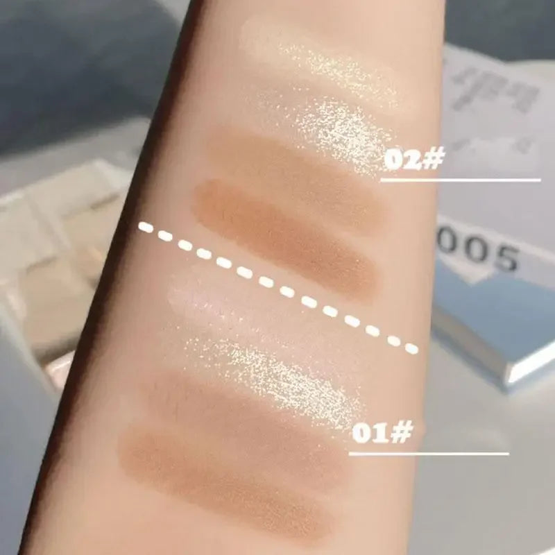 4-Colors Highlight & Contour Palette with Mirror Matte Highlighter Contour Natural Glow Contour Powder Face Makeup for Beginners Peaceful Pleasures Health and Wellness