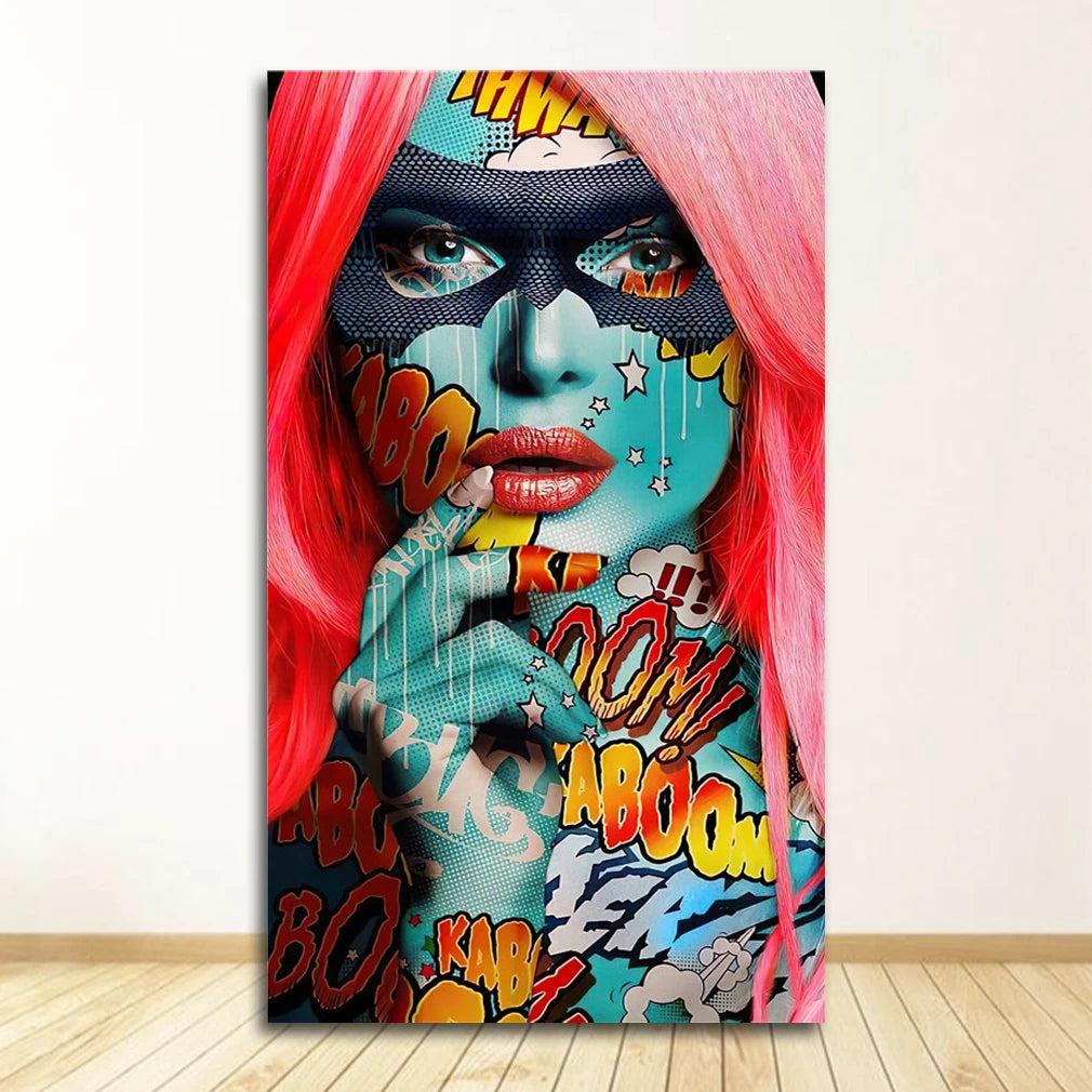 Graffiti Women Portrait Canvas Wall Art | Modern Unframed Poster Canvas Wall Art Peaceful Pleasures Health and Wellness 0612XX12 20x30cm Unframed