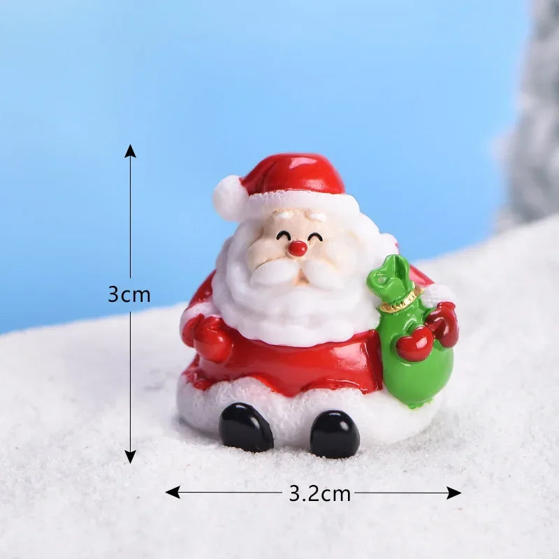Mini DIY Resin Christmas Santa Snowman Figurine Micro Landscape Model Miniature Garden Figurine New Year Home Ornament Decor Peaceful Pleasures Health and Wellness 15