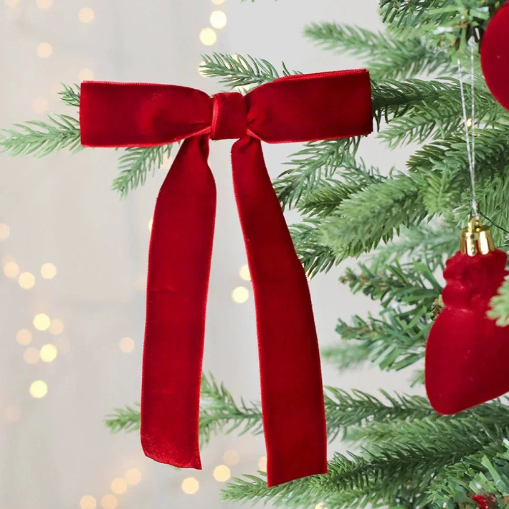 Velvet Christmas Bows Wine Red 12 Pack | Reusable Holiday Decor