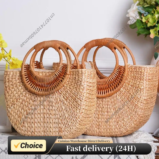 Women Straw Handbag Woven Top Handle Bag Travel Tote Purse Hobo Bag for Travel & Vacation Peaceful Pleasures Health and Wellness