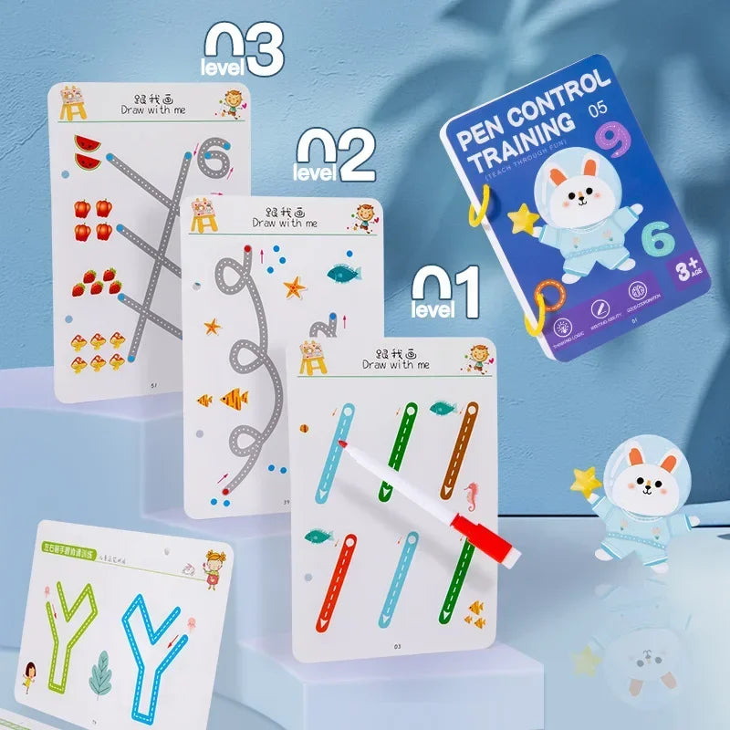 Reusable Magic Tracing Workbook Pen Eraser Book Drawing Practice