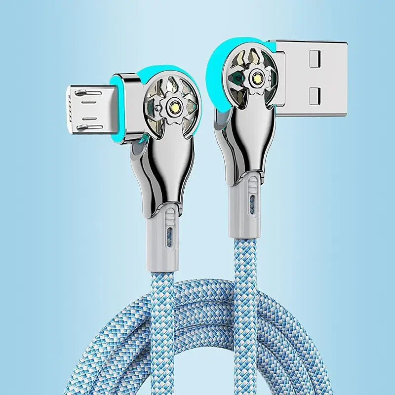 180° Rotatable USB-A to USB-C Fast Charging Braided Cable Peaceful Pleasures Health and Wellness