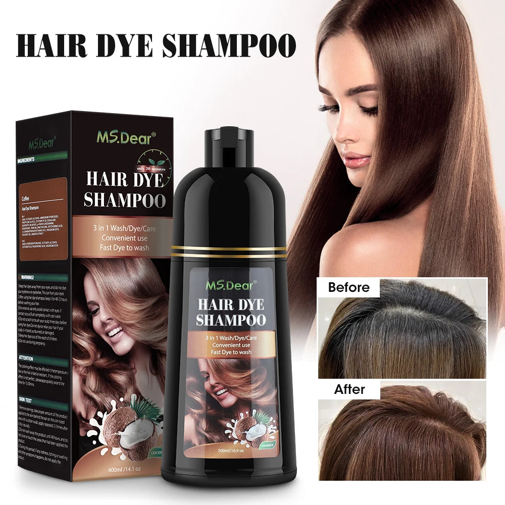 Herbal Hair Dye Shampoo — Fast Black Color, Deep Moisture, Botanical Formula | 500ml Peaceful Pleasures Health and Wellness type 1 coffee CN